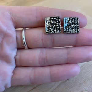 Large Square Silver Stud Earrings